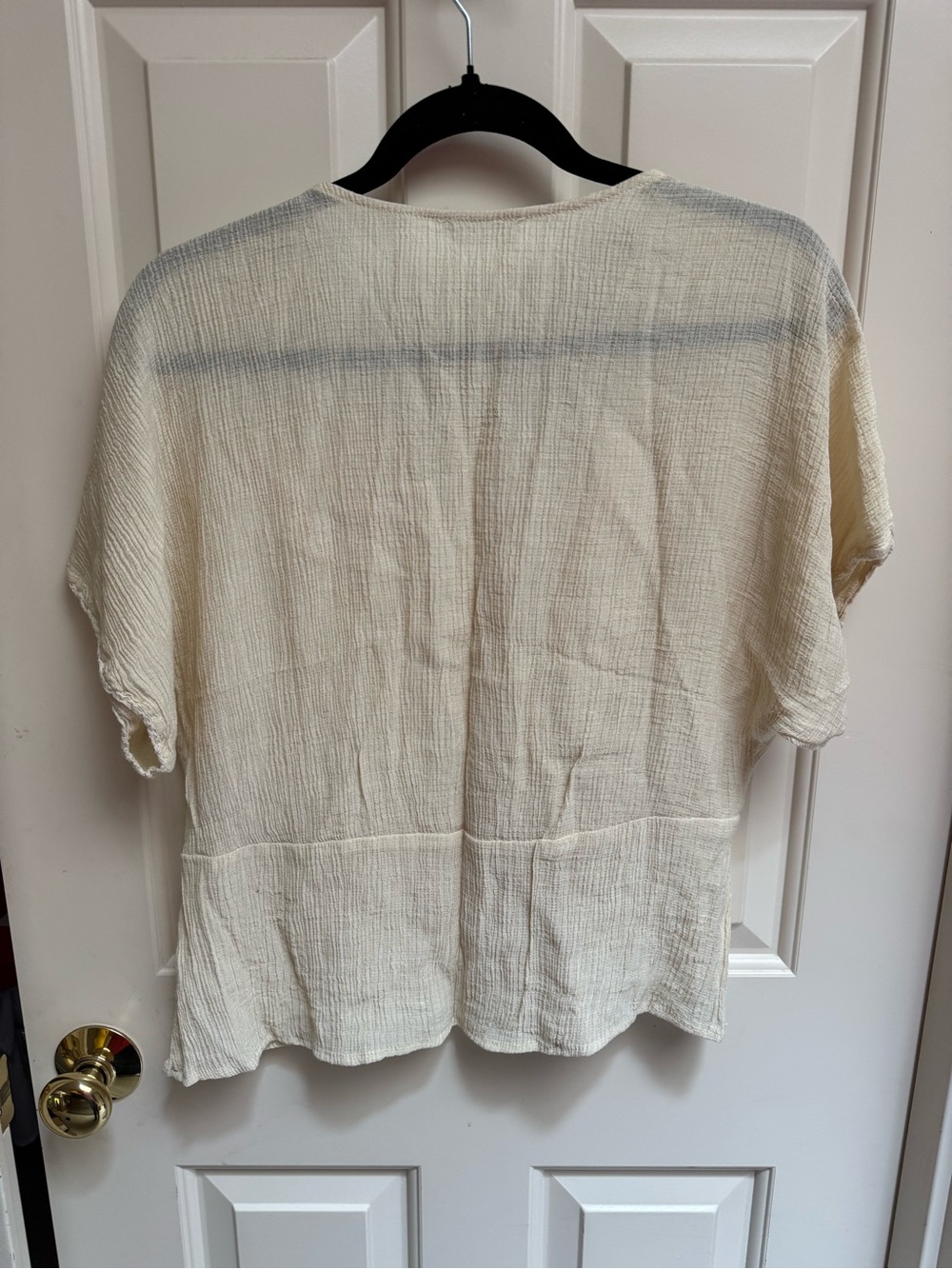 All in Favor Cream V-Neck Peplum Blouse - Picture 6 of 6